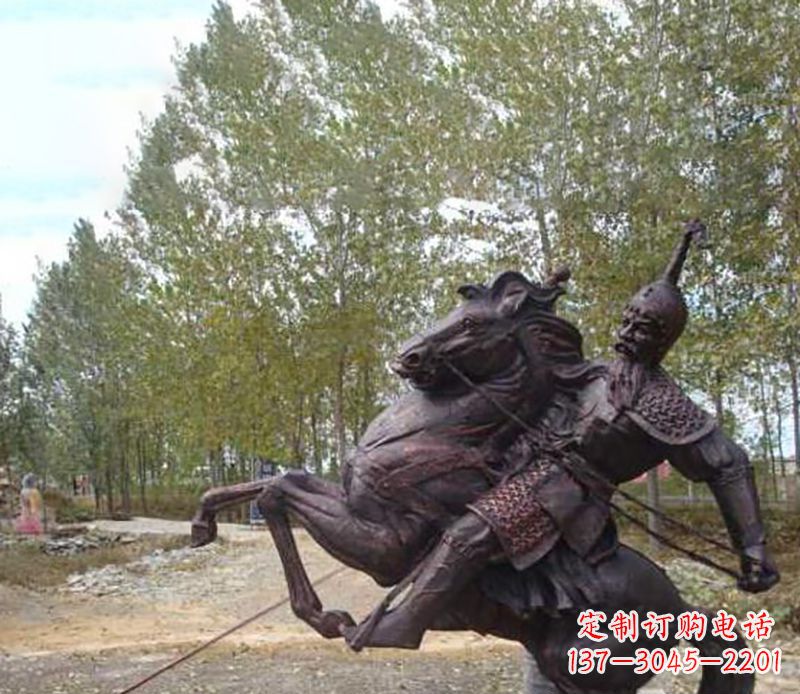 山东古典风格骑马人物雕塑