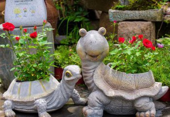 山东铸铁乌龟花盆雕塑