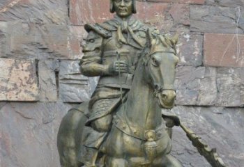 山东公园纪念将军骑马铜雕