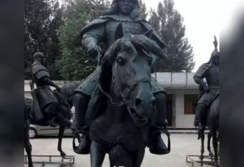 山东英姿飒爽古代将军骑马铜雕