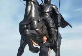 山东以古代骑马将军为灵感的铜雕