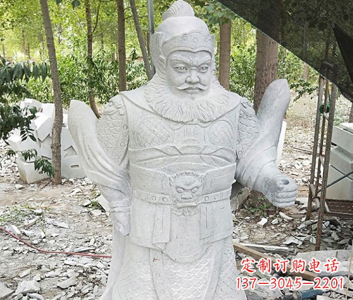 山东古代人物关公石雕