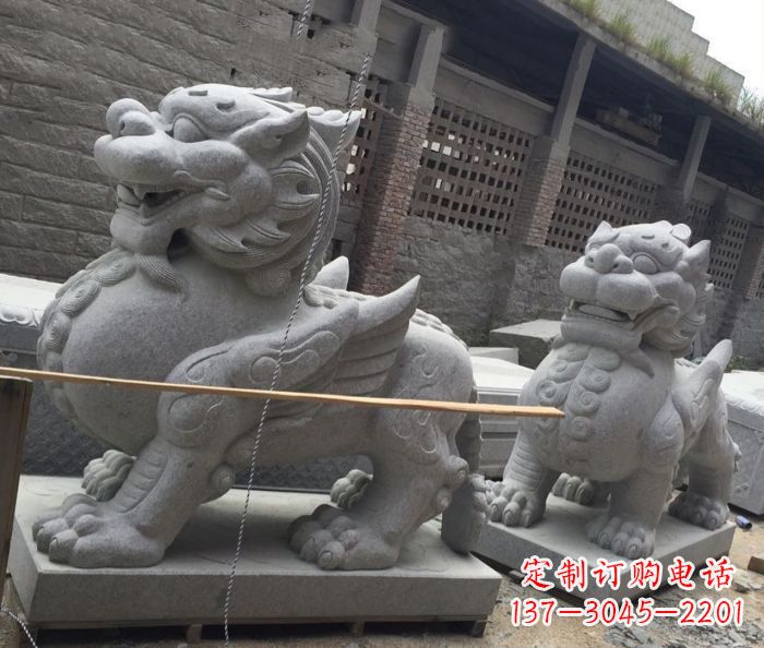 山东中领雕塑–精美的古代神兽大理石貔貅雕塑