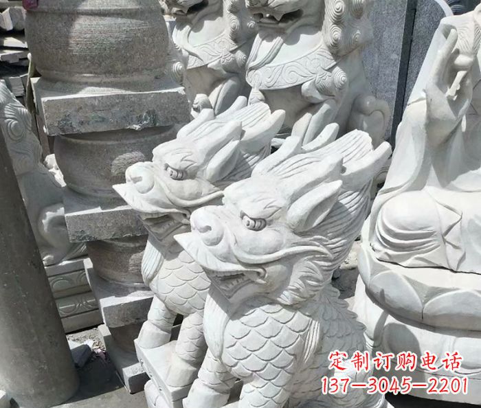 山东传统工艺，精细做工，古代神兽大理石麒麟石雕高端定制