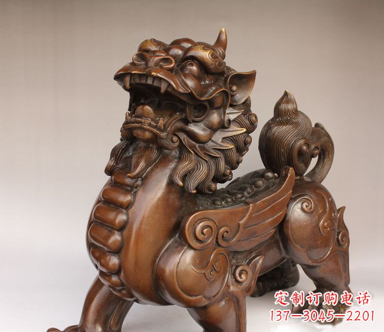 山东古代神兽貔貅铜雕 