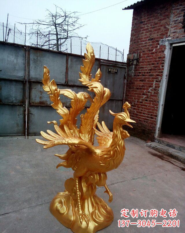 山东传统铜质凤凰雕塑