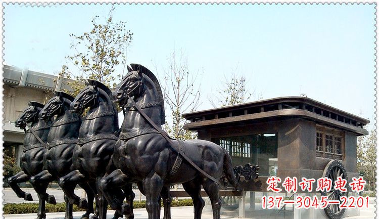 山东传统古典马车铜雕塑
