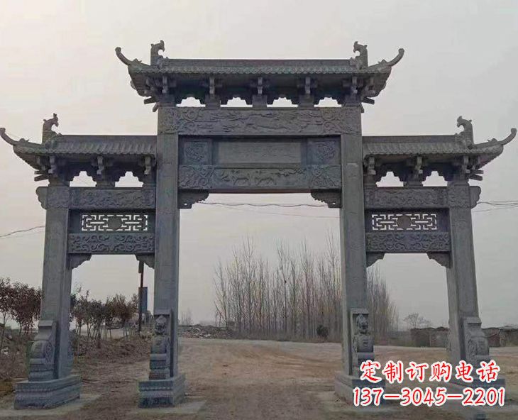 山东古石牌坊-手工精雕细琢牌坊雕塑
