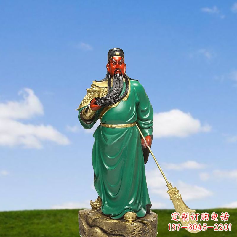 山东精美彩绘关公雕塑