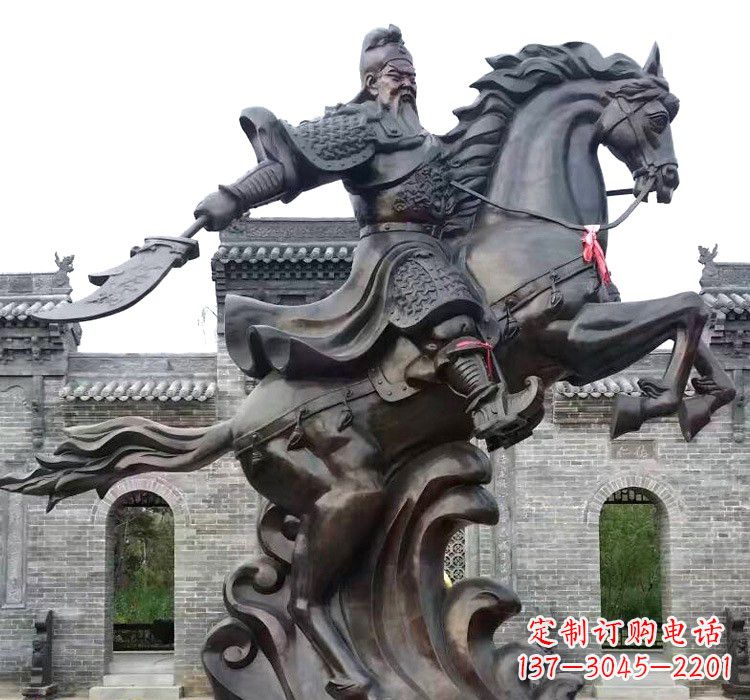 山东关公骑马驰骋铜雕
