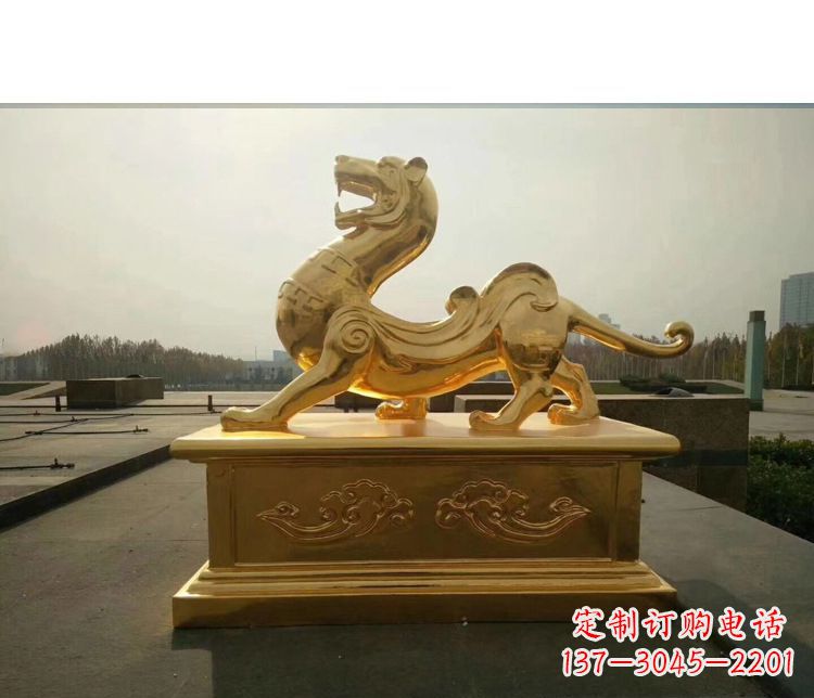 山东广场白虎神兽铜雕