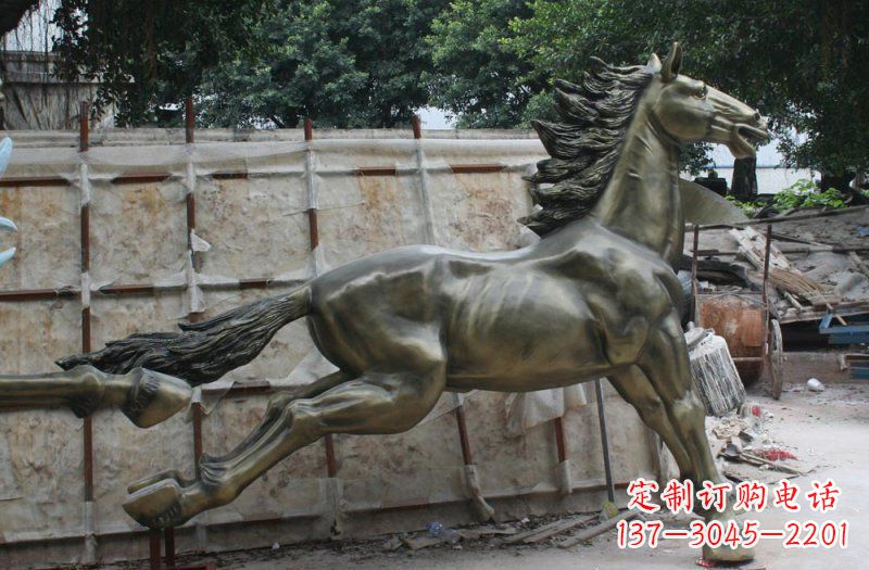 山东广场奔马动物铜雕 (2)