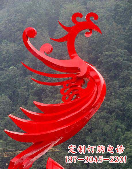 山东广场不锈钢彩色凤凰雕塑