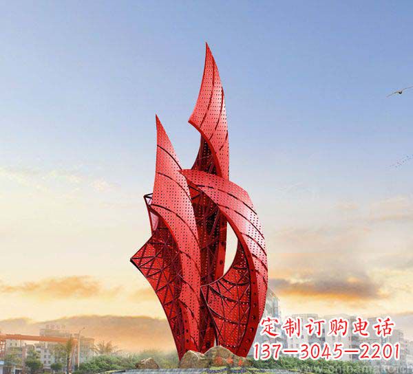 山东广场不锈钢抽象船帆雕塑