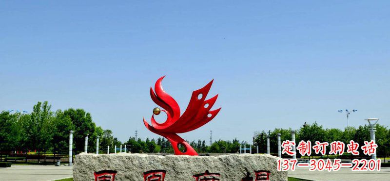 山东广场不锈钢抽象凤凰雕塑 (3)