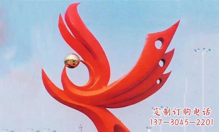 山东广场不锈钢抽象凤凰雕塑_2