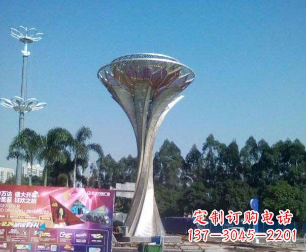 山东广场不锈钢抽象莲花雕塑