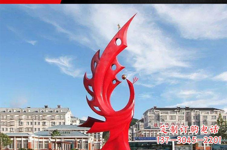 山东广场不锈钢凤凰摆件雕塑1