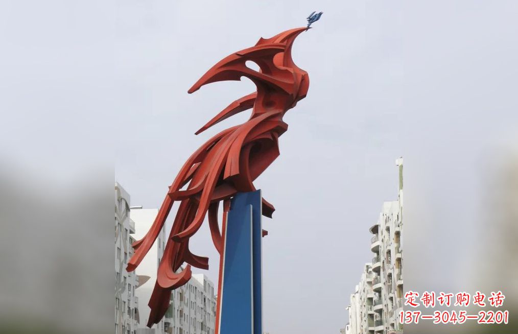 山东中领雕塑制作,精美不锈钢凤凰抽象雕塑