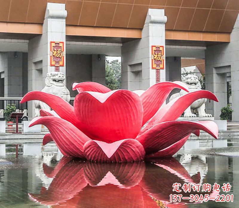 山东广场不锈钢荷花景观雕塑