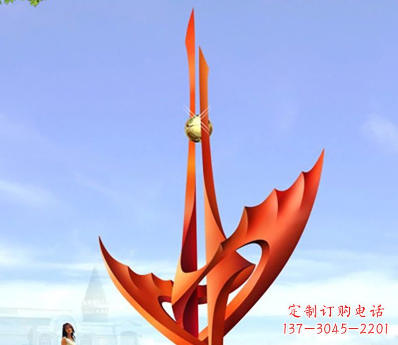 山东广场不锈钢火炬抽象雕塑