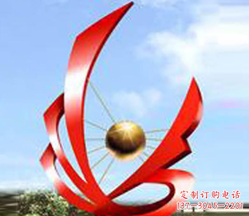 山东让风带来梦想——中领雕塑飘带球网景观雕塑