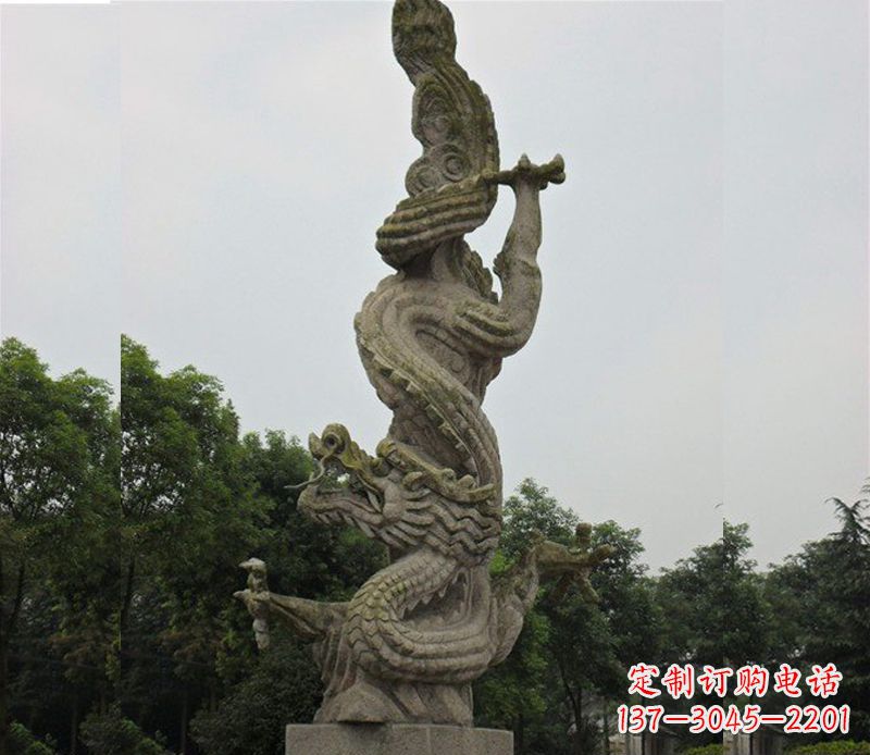 山东中领雕塑|古典美感的大理石龙雕塑