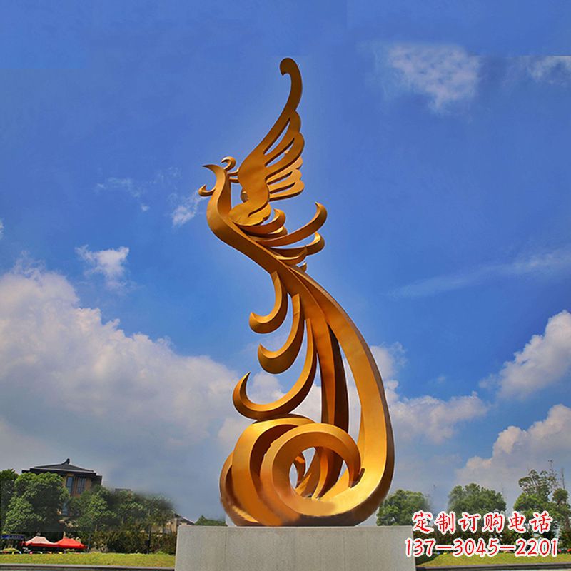 山东广场大型凤凰不锈钢雕塑