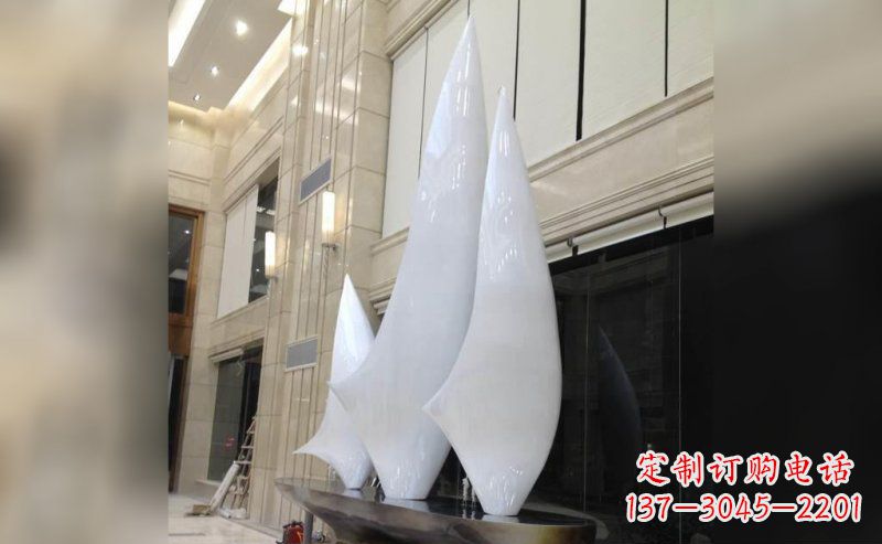 山东精美不锈钢帆船雕塑