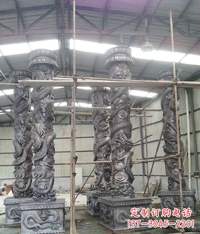 山东广场仿铜龙柱玻璃钢柱子雕塑