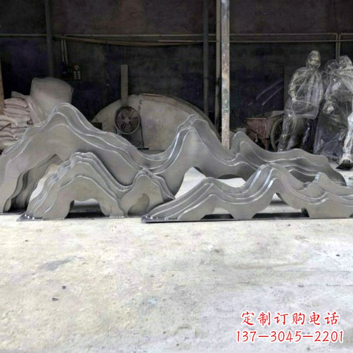 山东广场户外不锈钢假山雕塑