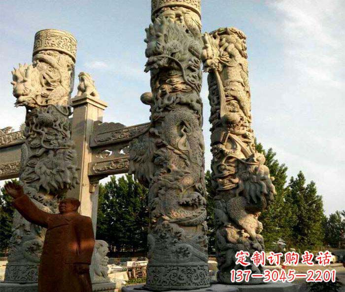 山东中领雕塑推出的震撼龙柱大理石雕,是一种典…