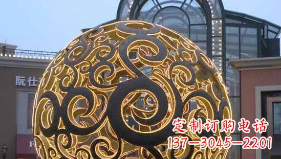 山东镂空球形喷泉雕塑无锈钢精美装点空间