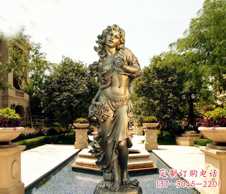 山东华丽蓬勃的铜雕女神像