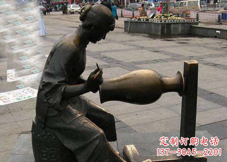 山东领雕塑铜质花盆雕塑