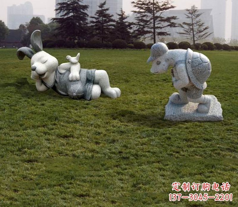 山东中领雕塑独特的石雕兔子