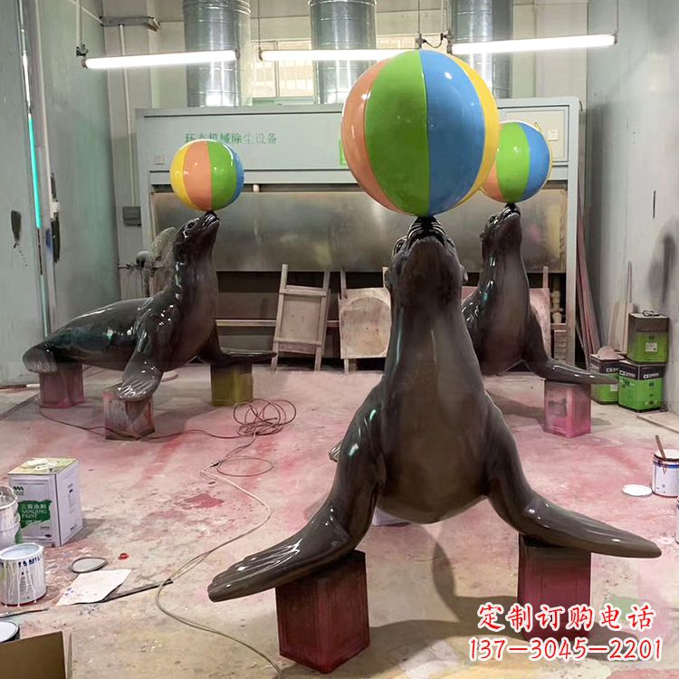 山东海豹玻璃钢雕塑,让您触手可及的自然风情