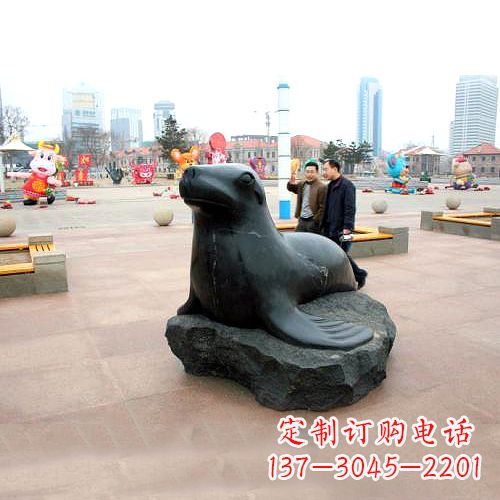 山东海豹石雕塑,精美纯手工制作
