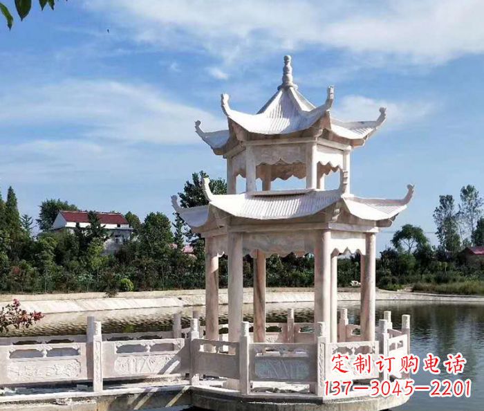 山东中领雕塑精心打造的海边抒情凉亭雕塑，以海…