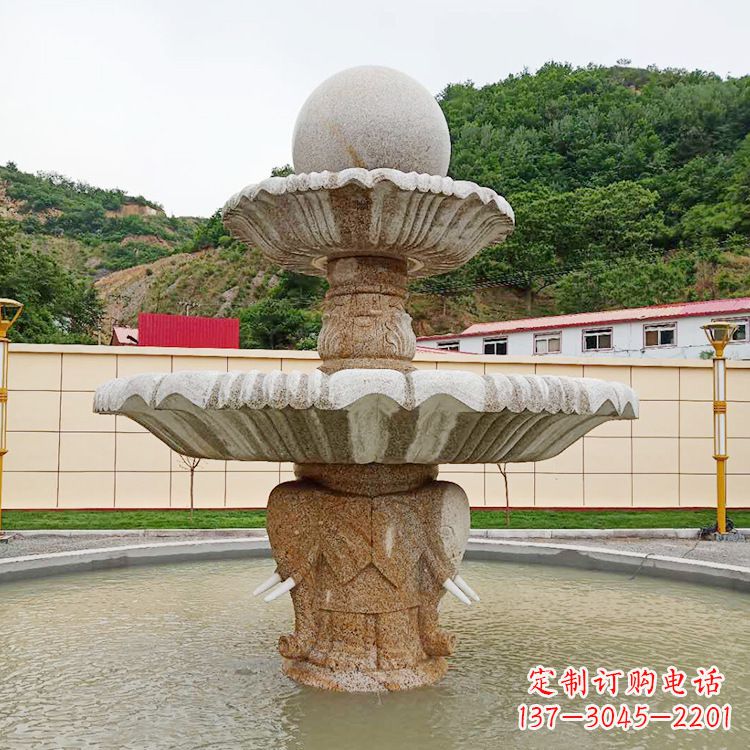 山东中领雕塑海螺石雕喷泉精致装点室外空间