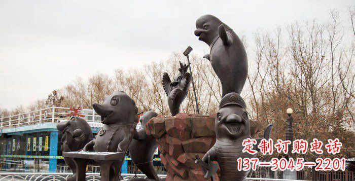 山东精美铜海豚雕塑,精细雕琢把海豚灵魂融入!