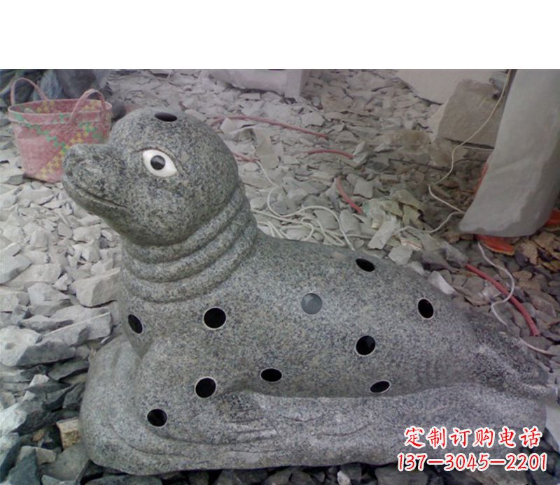 山东华丽雕塑,海洋动物小海豹石雕