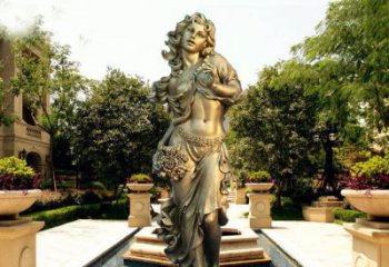 山东华丽蓬勃的铜雕女神像