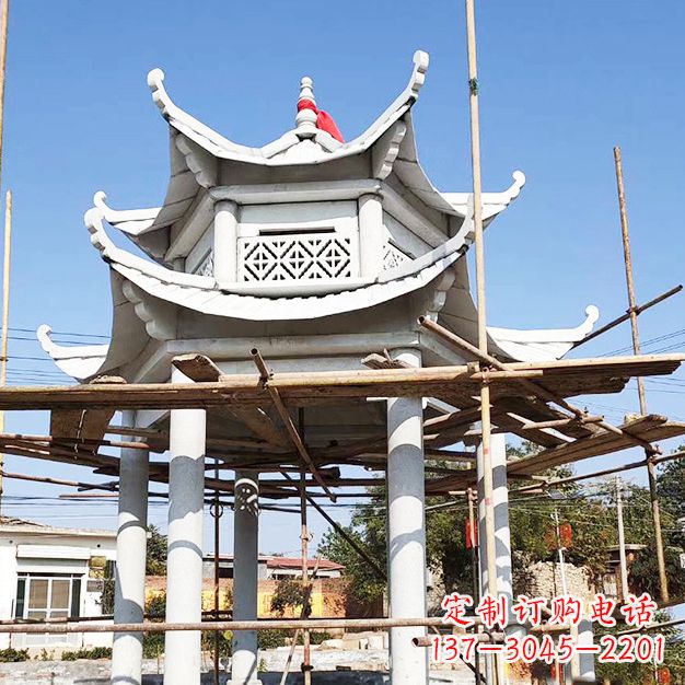 山东汉白玉大理石凉亭雕塑