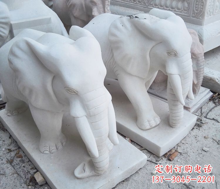 山东艺术精品-汉白玉动物大象雕塑