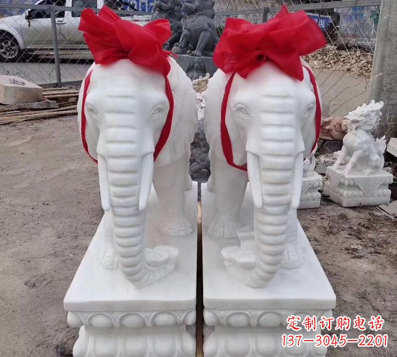 山东汉白玉大象石雕