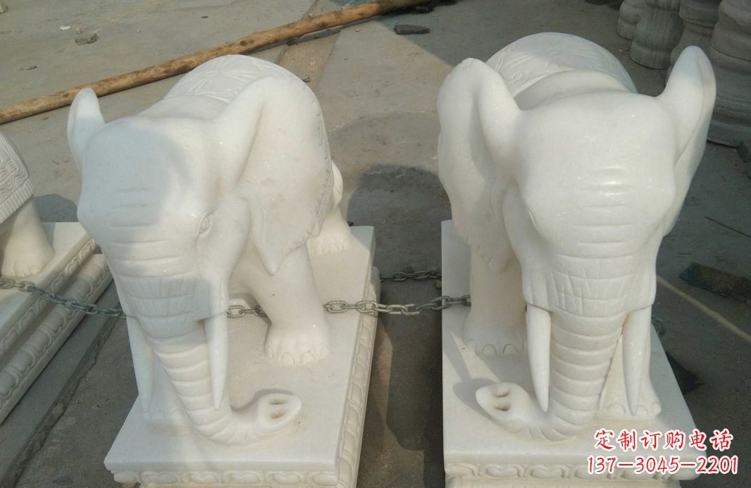 山东汉白玉大象雕塑是中领雕塑定制厂家的精品作…