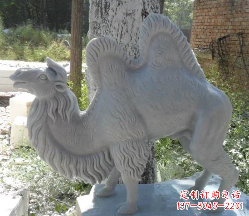 山东汉白玉骆驼雕,融入古朴奢华