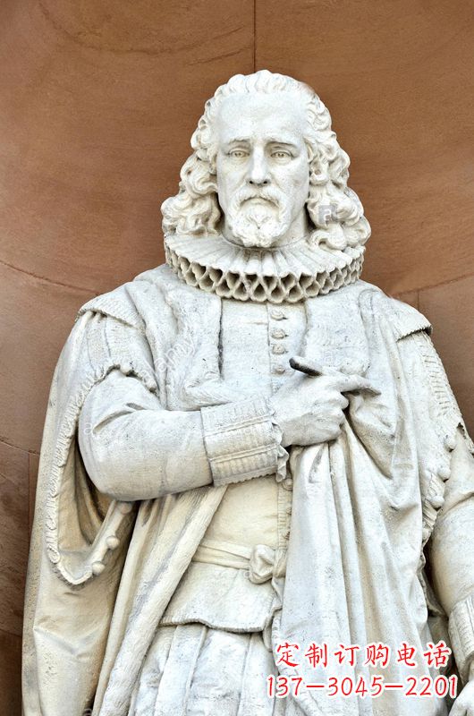 山东汉白玉弗朗西斯·培根石雕塑像-世界名人英国著名哲学家雕塑