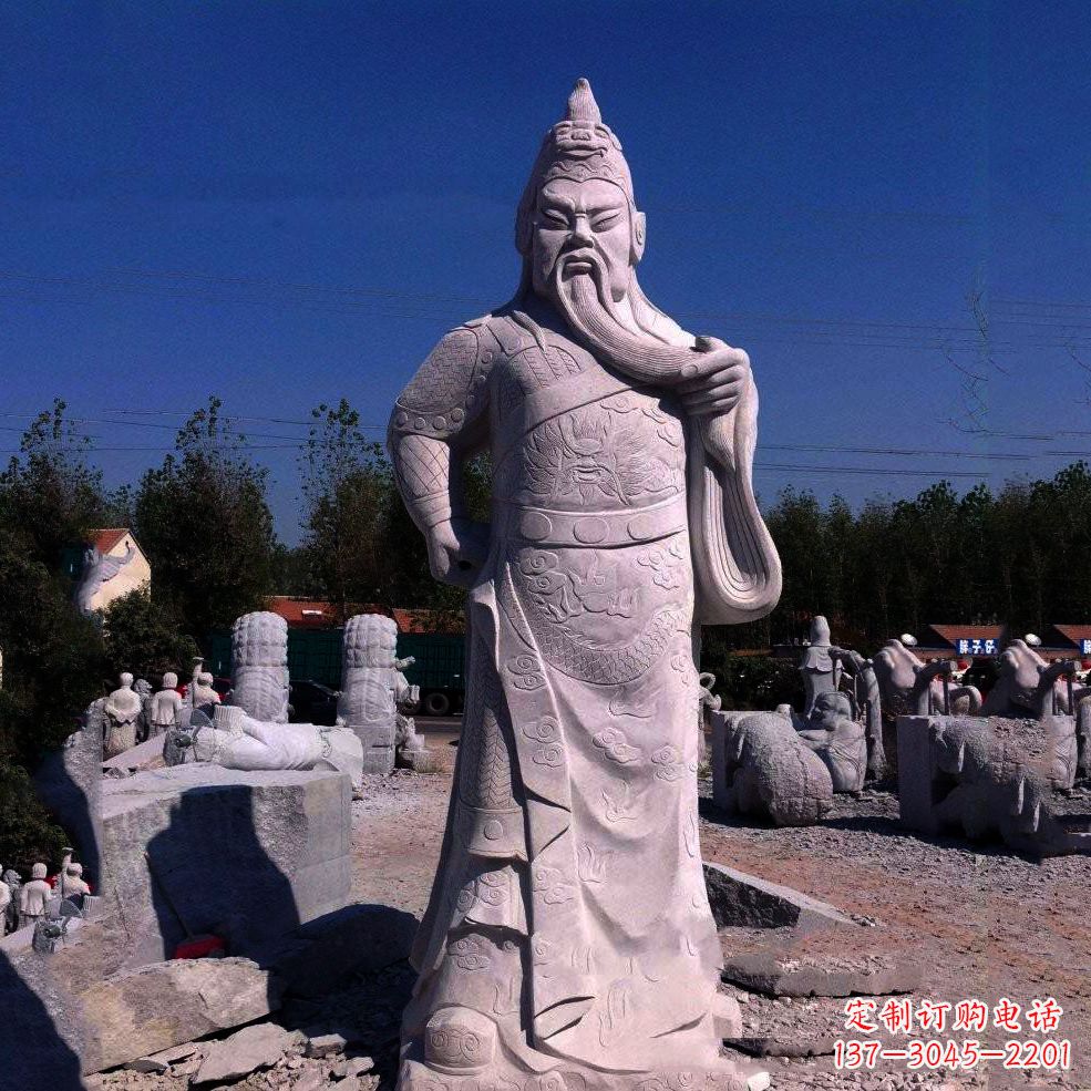 山东中领雕塑-精致关羽石雕塑